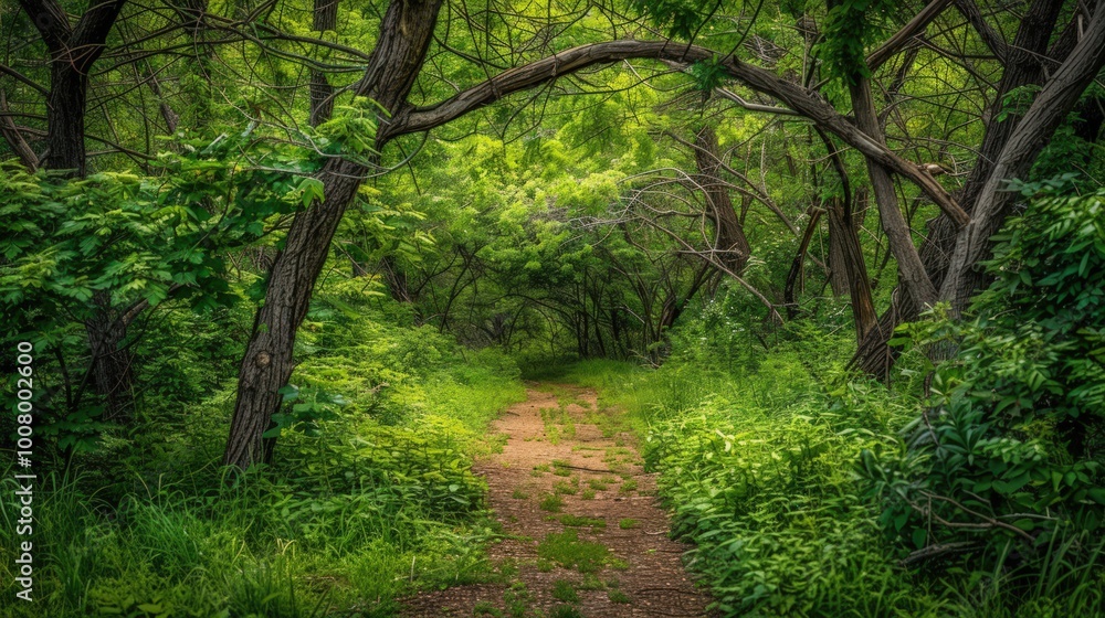 A Winding Path Through a Lush Green Forest A Winding Path Through a Lush Green Forest