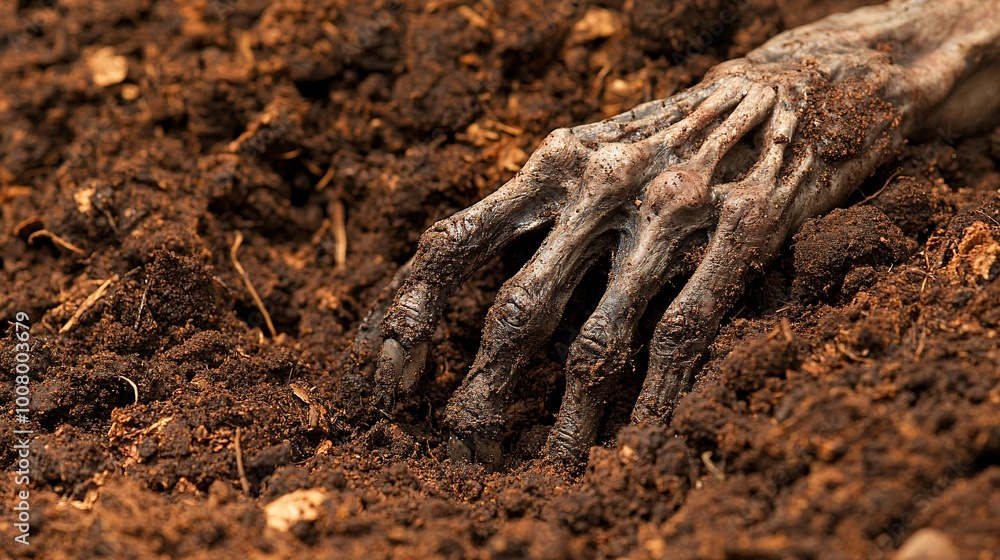 Creepy Hand Emerging from Dark Soil Creepy Hand Emerging from Dark Soil