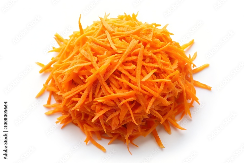 Fresh Grated Carrot Pile on White Background - Top View of Healthy Vegetable Ingredient for Cooking Fresh Grated Carrot Pile on White Background - Top View of Healthy Vegetable Ingredient for Cooking