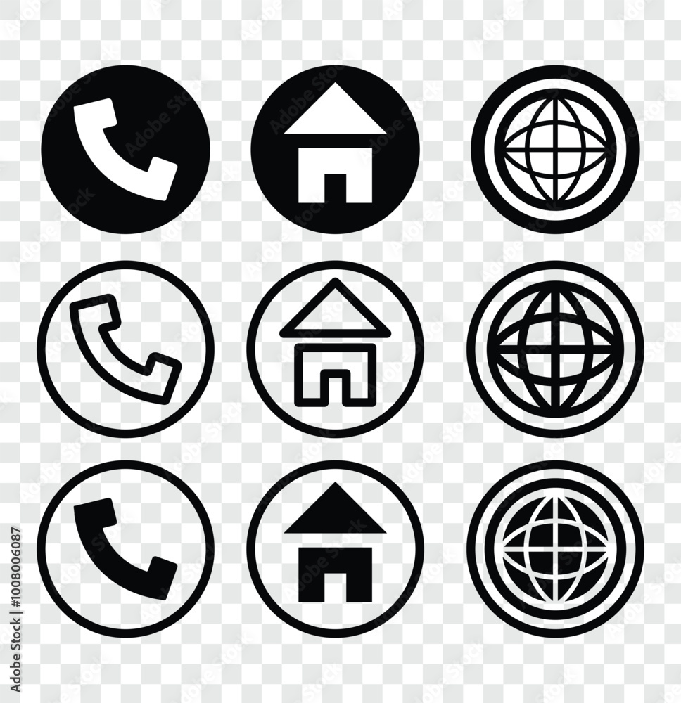 Business card icon. Contact icon set. Home, website, address, location and mail logo sign symbol set. Business card icon. Contact icon set. Home, website, address, location and mail logo sign symbol set.