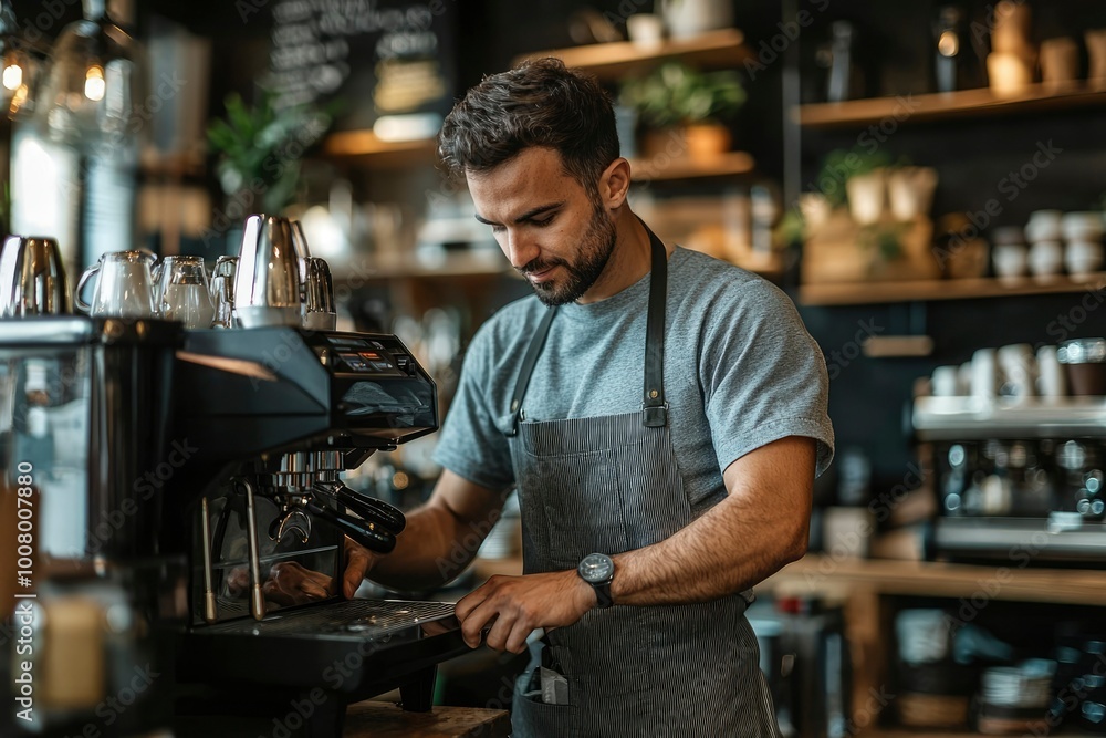 Barista Preparing Coffee at a Cafe Barista Preparing Coffee at a Cafe