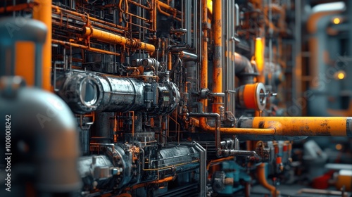 A detailed view of an oil rig's machinery and equipment, showcasing the complex systems that keep the rig operational and efficient.