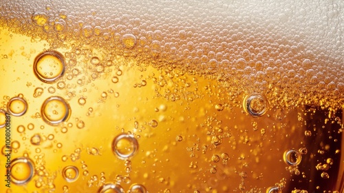 Wallpaper Mural Close-up of a cold beer with bubbles rising to the top and a foamy head catching the light Torontodigital.ca