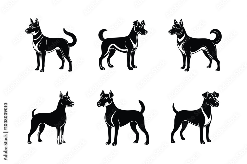 Dog icon set symbol template for graphic and web design. Dog icon silhouette set Dog icon set symbol template for graphic and web design. Dog icon silhouette set