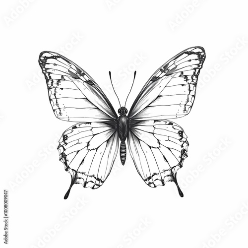 Butterfly sketches on plain white background