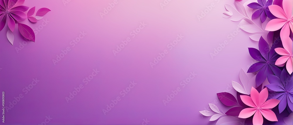 Purple & Pink Paper Flowers on a Gradient Background Purple & Pink Paper Flowers on a Gradient Background