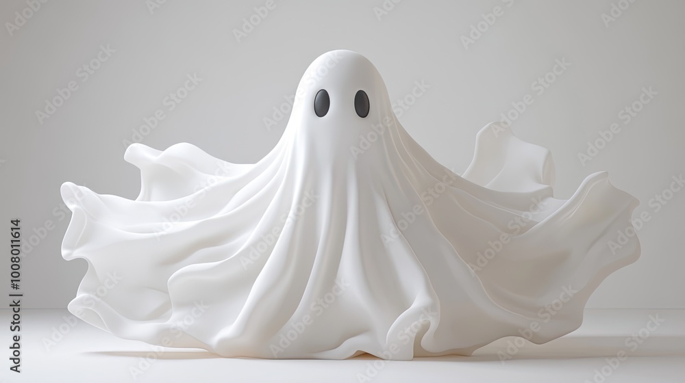 Whimsical White Ghost with Flowing Fabric Design Whimsical White Ghost with Flowing Fabric Design