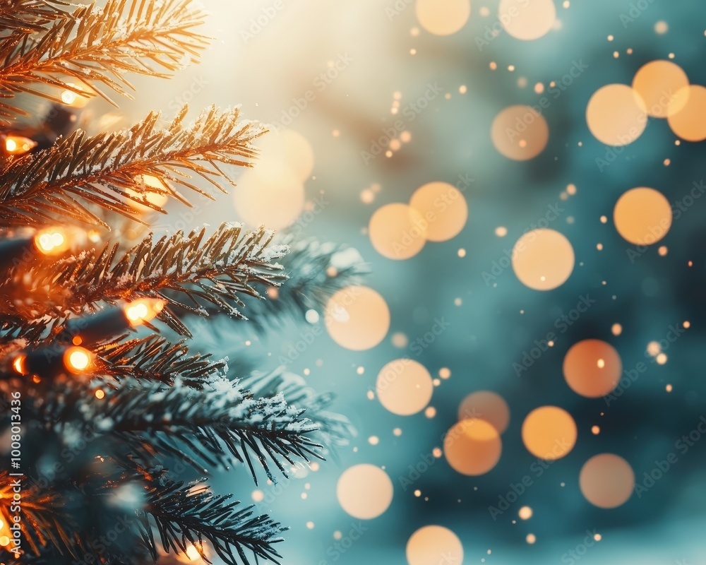 A close-up of Christmas lights twinkling on a tree, with bokeh effect in the background. A close-up of Christmas lights twinkling on a tree, with bokeh effect in the background.