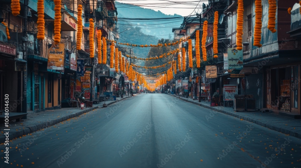 Fototapeta Minimalist Background for Hindu Festival Celebration with Traditional Indian Cultural Elements.
