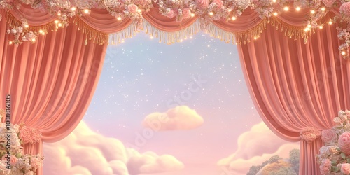 A dreamy scene featuring pi...