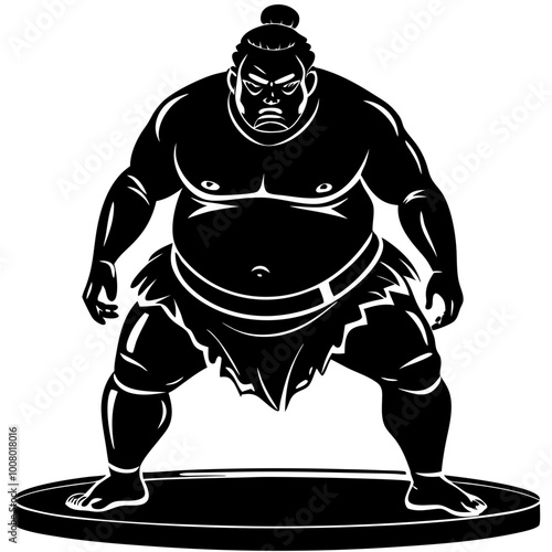 Sumo Wrestler Silhouette: A powerful and fierce sumo wrestler stands ready for battle, his silhouette a testament to the strength and determination of this ancient Japanese sport.  