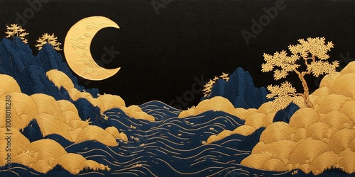 A serene landscape featurin...