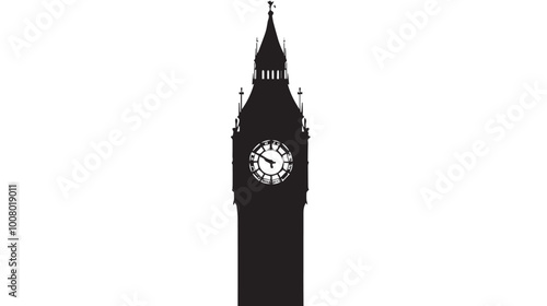 Big ben clock tower silhouette vector