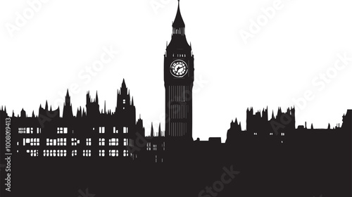 Big ben clock tower silhouette vector