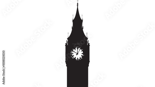 Big ben clock tower silhouette vector