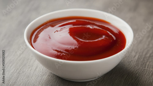 A top view of a can of tomato paste, thick and richly colored, ready for cooking