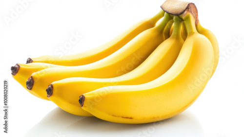 Bunch of yellow bananas, isolated with crisp white background, complete with clipping path and full depth of field for versatile use in professional designs. photo