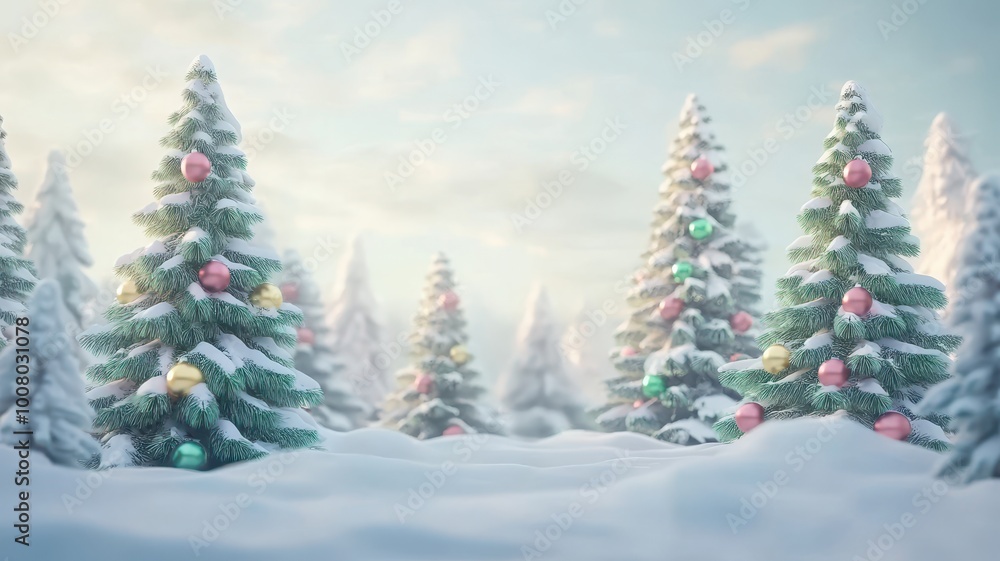 Christmas tree in snowdrift,winter and snow background, with Christmas ornaments glass transparent balls,banner sale product,Holiday Xmas background,vector illustration,space for text. Christmas tree in snowdrift,winter and snow background, with Christmas ornaments glass transparent balls,banner sale product,Holiday Xmas background,vector illustration,space for text.