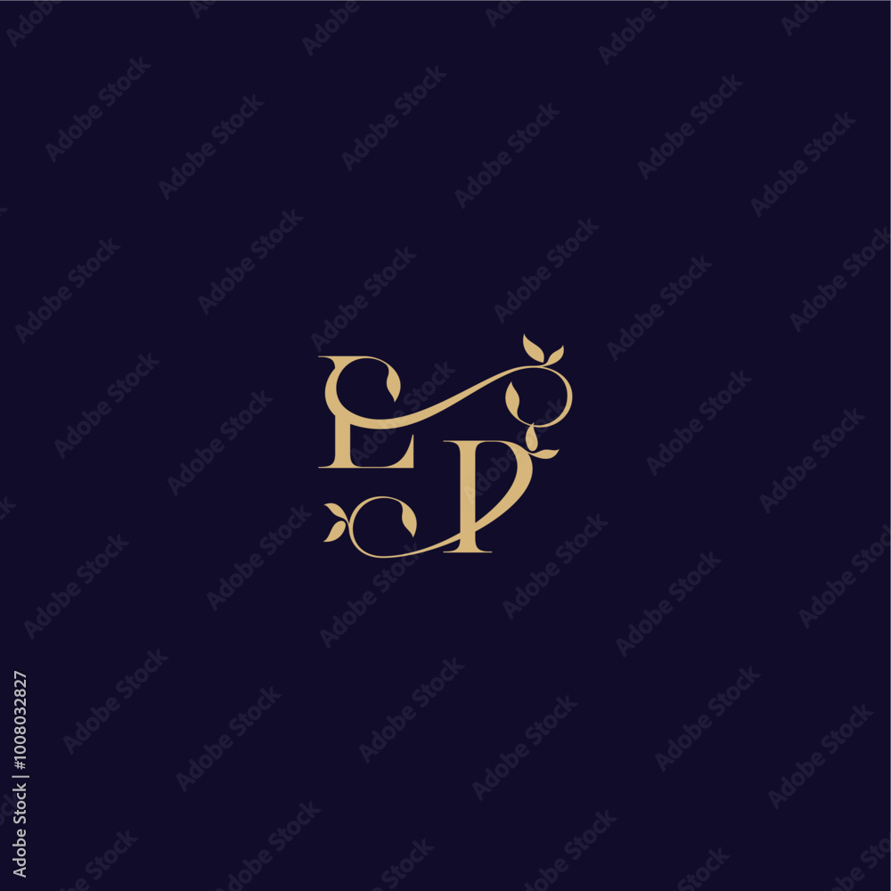 beauty leaf monogram logo organic and elegant concept LP wedding initial letter beauty leaf monogram logo organic and elegant concept LP wedding initial letter