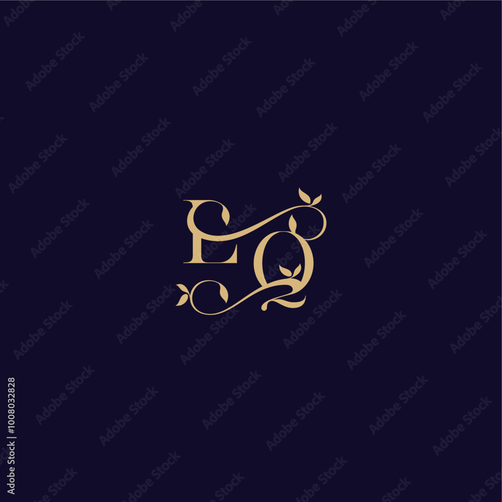 beauty leaf monogram logo organic and elegant concept LQ wedding initial letter beauty leaf monogram logo organic and elegant concept LQ wedding initial letter