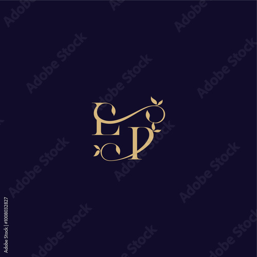 beauty leaf monogram logo organic and elegant concept LP wedding initial letter