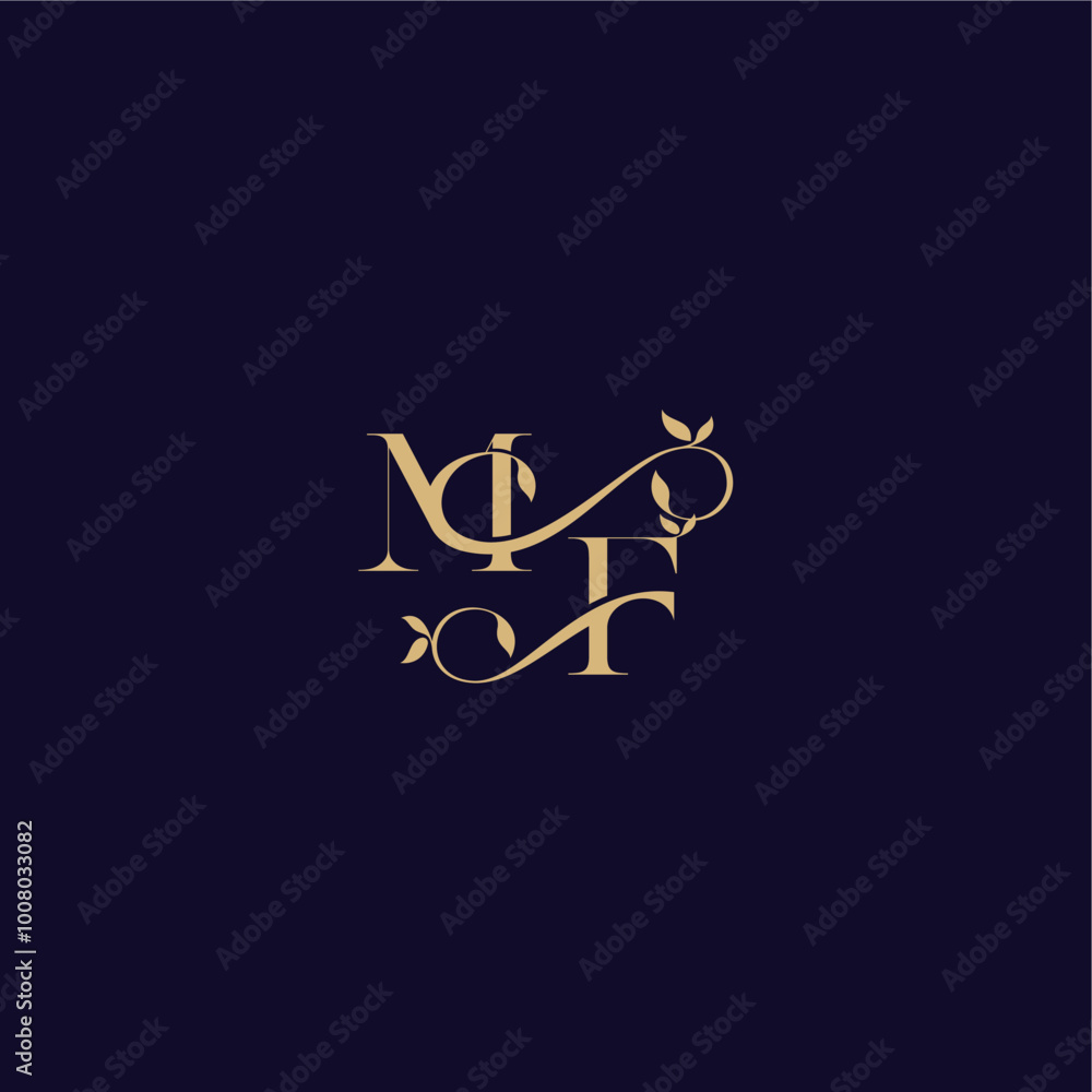 beauty leaf monogram logo organic and elegant concept MF wedding initial letter beauty leaf monogram logo organic and elegant concept MF wedding initial letter