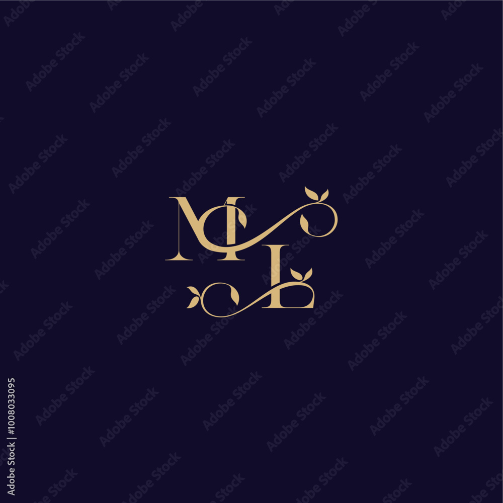 beauty leaf monogram logo organic and elegant concept ML wedding initial letter beauty leaf monogram logo organic and elegant concept ML wedding initial letter