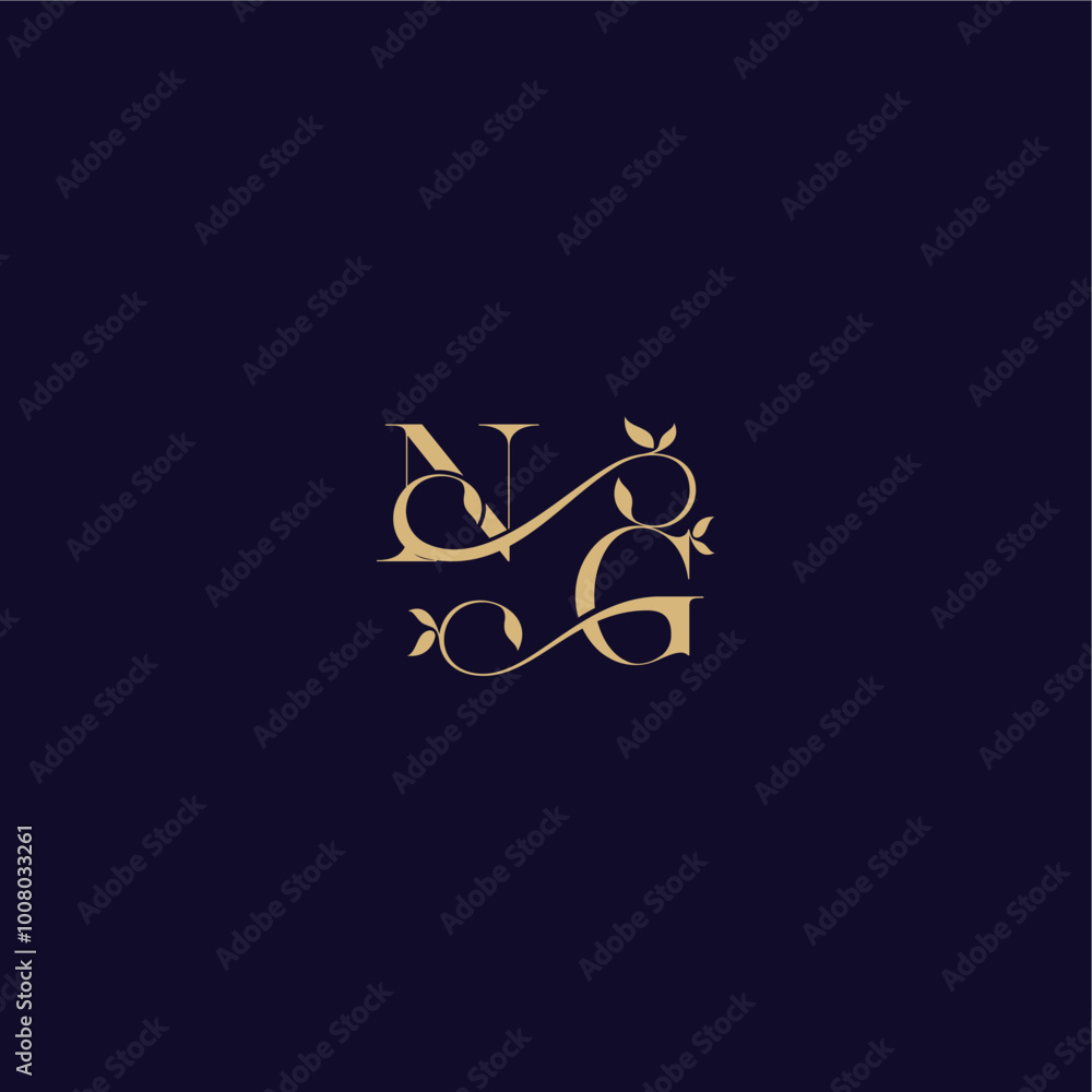 beauty leaf monogram logo organic and elegant concept NG wedding initial letter beauty leaf monogram logo organic and elegant concept NG wedding initial letter