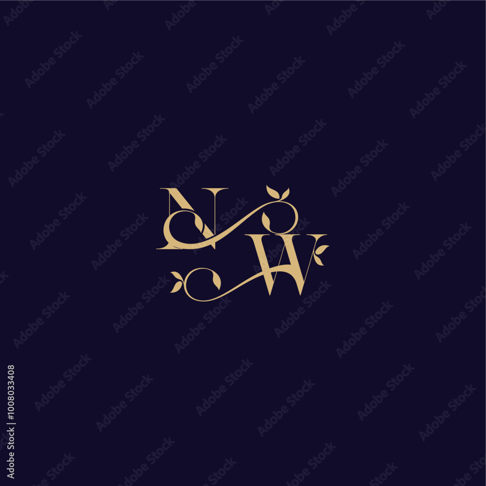 beauty leaf monogram logo organic and elegant concept NW wedding initial letter beauty leaf monogram logo organic and elegant concept NW wedding initial letter