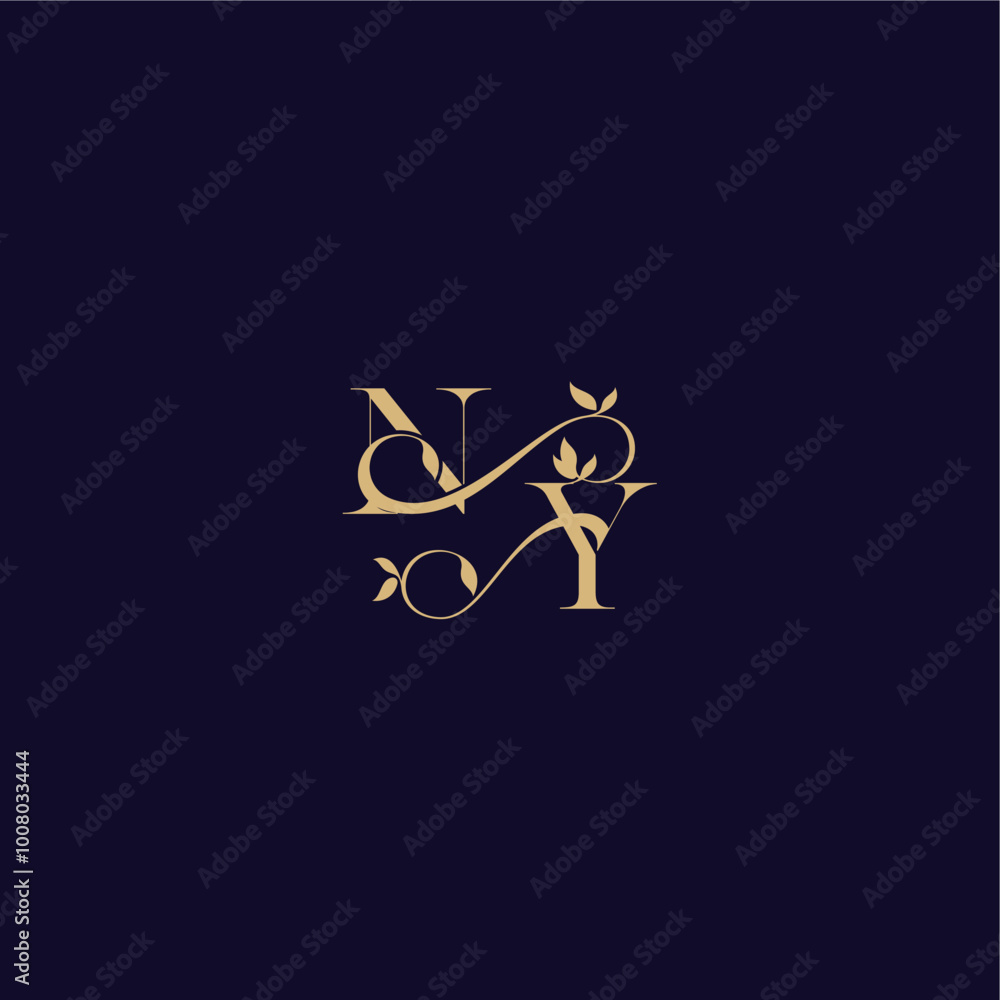 beauty leaf monogram logo organic and elegant concept NY wedding initial letter beauty leaf monogram logo organic and elegant concept NY wedding initial letter