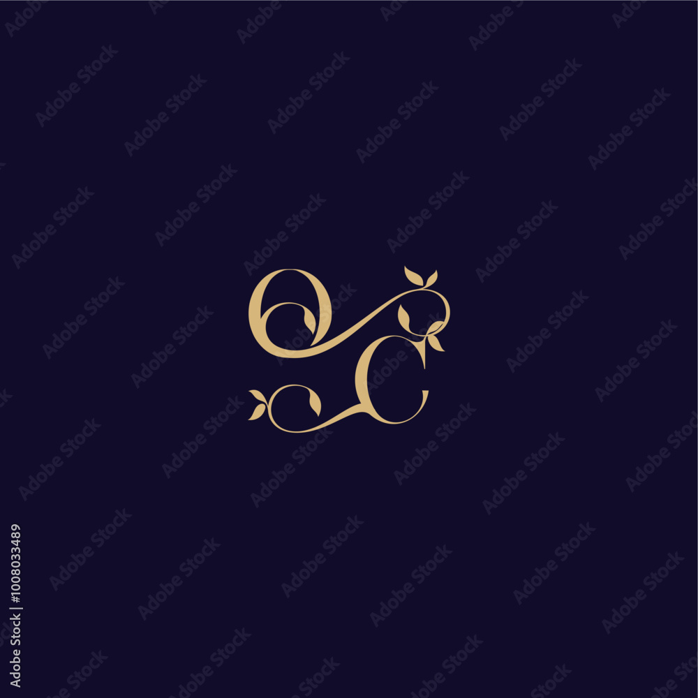 beauty leaf monogram logo organic and elegant concept OC wedding initial letter beauty leaf monogram logo organic and elegant concept OC wedding initial letter