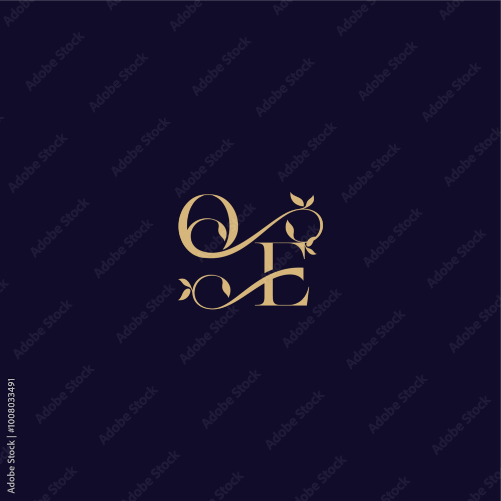 beauty leaf monogram logo organic and elegant concept OE wedding initial letter beauty leaf monogram logo organic and elegant concept OE wedding initial letter