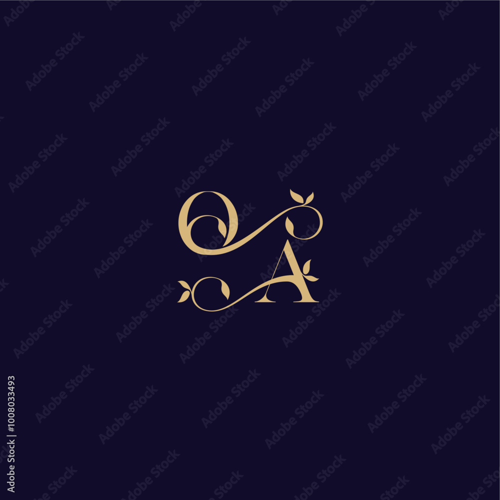 beauty leaf monogram logo organic and elegant concept OA wedding initial letter beauty leaf monogram logo organic and elegant concept OA wedding initial letter