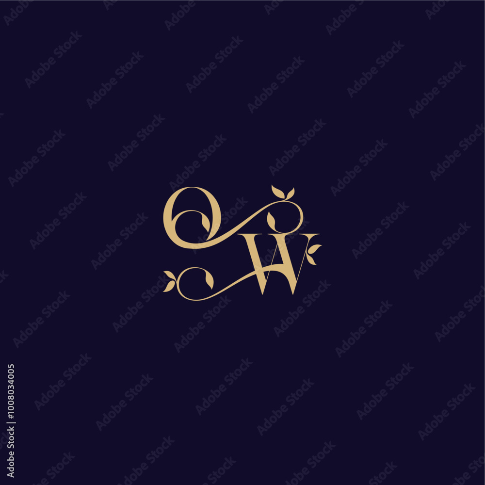 beauty leaf monogram logo organic and elegant concept OW wedding initial letter beauty leaf monogram logo organic and elegant concept OW wedding initial letter
