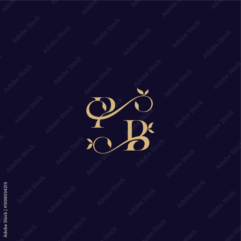beauty leaf monogram logo organic and elegant concept PB wedding initial letter beauty leaf monogram logo organic and elegant concept PB wedding initial letter