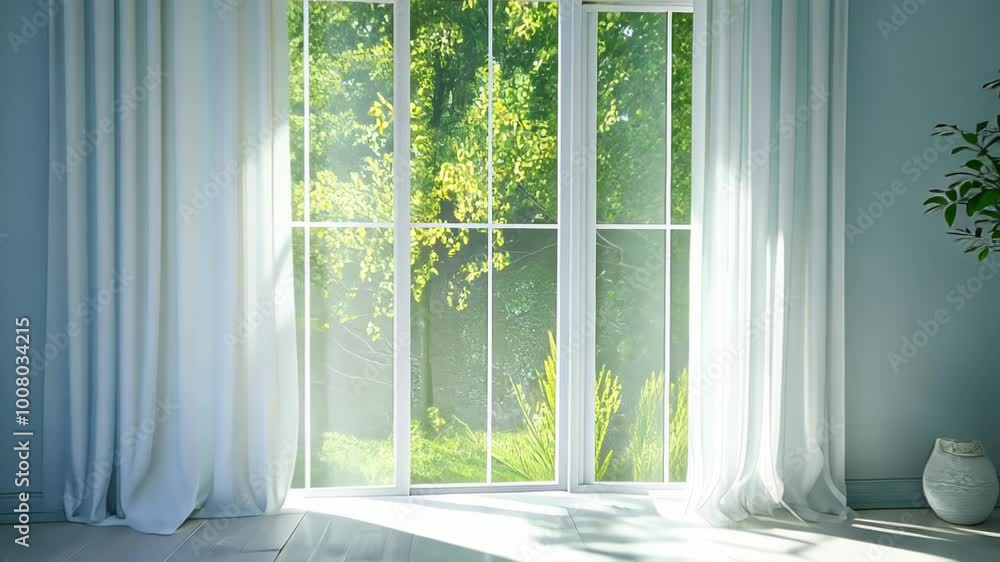 Sunlight Streaming Through Window in a Modern Room Sunlight Streaming Through Window in a Modern Room