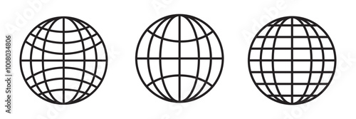 Globe Icon vector illustration, Go to web symbol icon, www symbol, Web icon, website, homepage icon set, earth clip art, globe symbol isolated white background. 