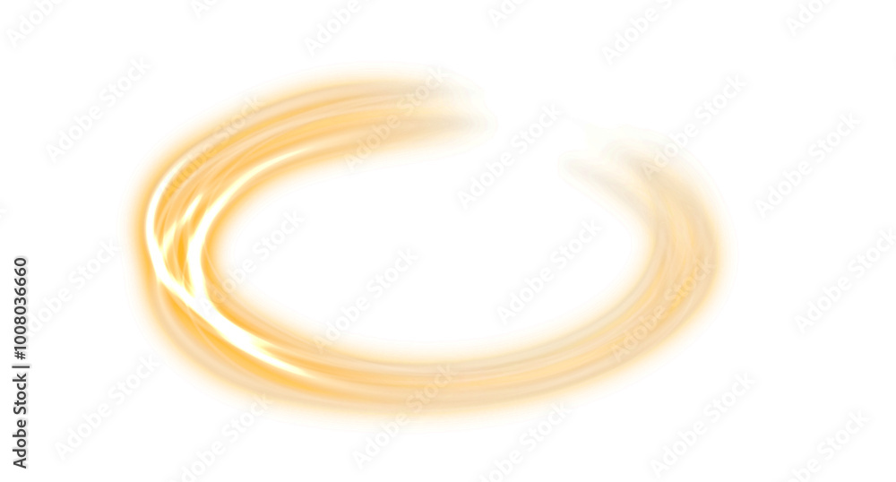 Fototapeta premium Golden Light Line Radiance on a transparent background