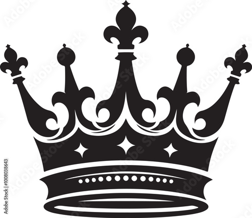 A Crown Silhouette Vector Illustration Icon, Heritage Crown Icon Set. Royal and king crown vector symbol.