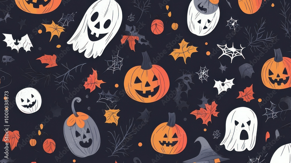 haloween doodle art pattern background haloween doodle art pattern background