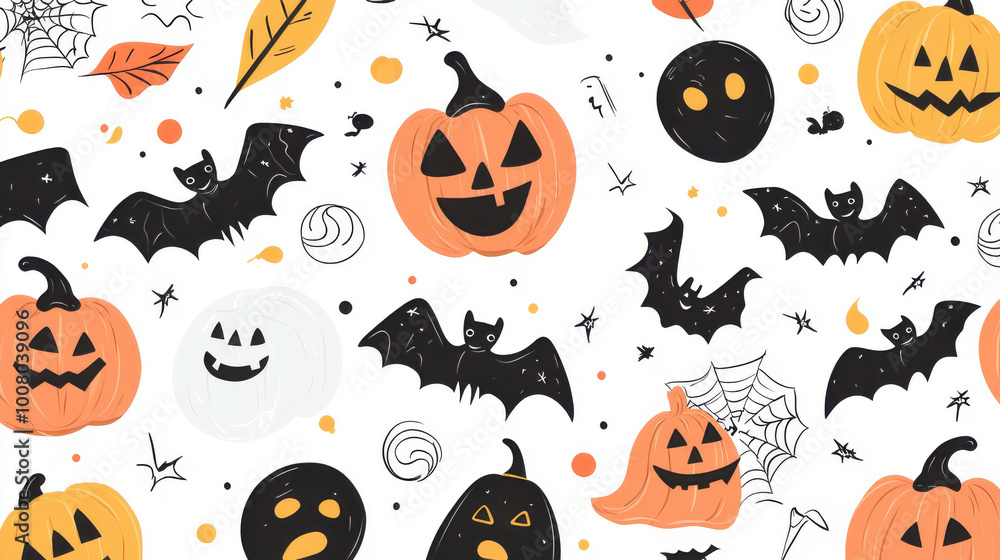 haloween doodle art pattern background haloween doodle art pattern background