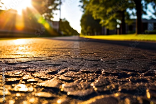 sun drenched asphalt a close up of asphalt pavement glowing unde photo