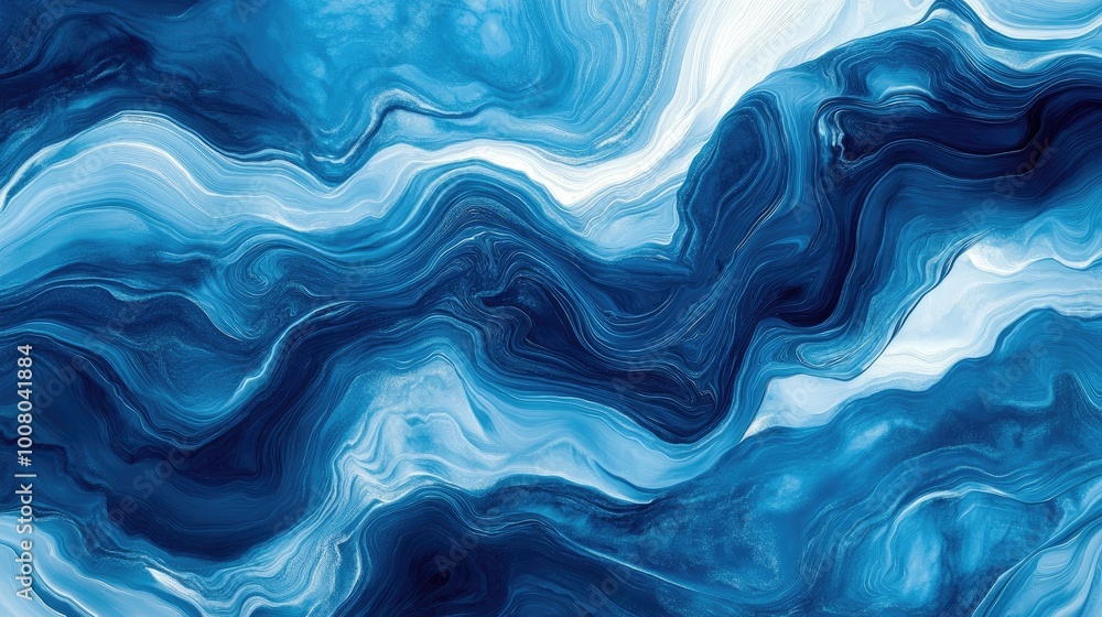 Horizontal background with vibrant blue abstract wave patterns creating fluid motion across the canvas Horizontal background with vibrant blue abstract wave patterns creating fluid motion across the canvas