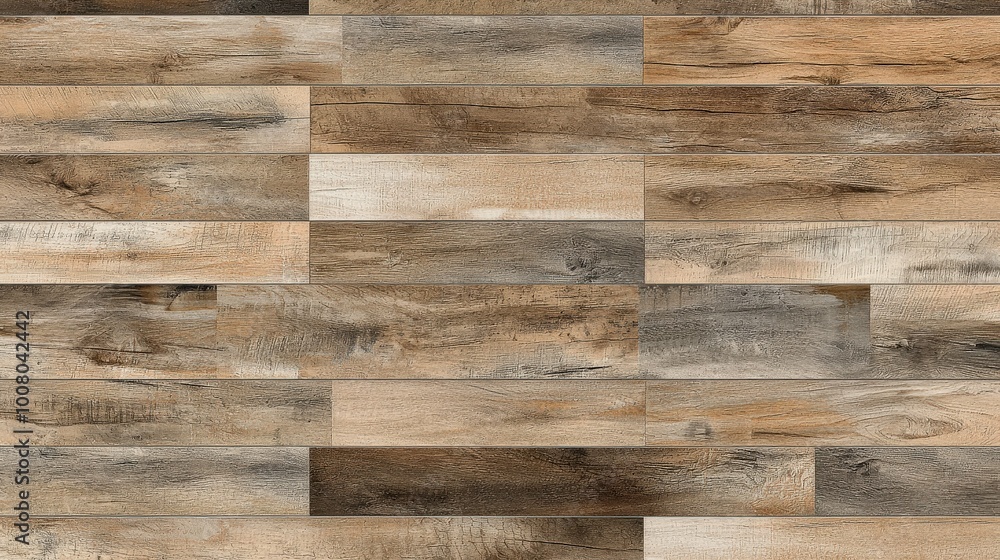 Naklejka premium A wood-look tile showcasing natural grain patterns, offering the warmth of wood combined with the durability and low maintenance of tile, perfect for any interior space.
