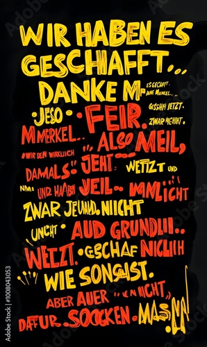 Colorful German Typography Art with Expressive Words