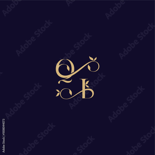 beauty leaf monogram logo organic and elegant concept QI wedding initial letter
