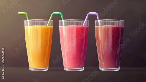 Wallpaper Mural Fruit, berry and vegetable smoothies. Proper nutrition. Healthy lifestyle. Juice. Vitamins. Smoothies to go. Colored smoothies in glasses Torontodigital.ca