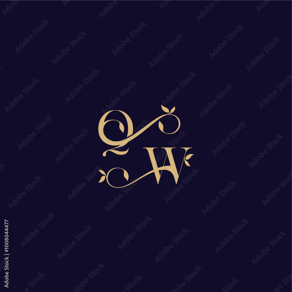 beauty leaf monogram logo organic and elegant concept QW wedding initial letter beauty leaf monogram logo organic and elegant concept QW wedding initial letter
