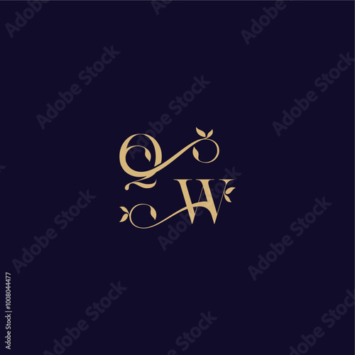 beauty leaf monogram logo organic and elegant concept QW wedding initial letter