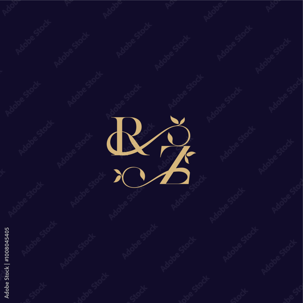 beauty leaf monogram logo organic and elegant concept RZ wedding initial letter beauty leaf monogram logo organic and elegant concept RZ wedding initial letter